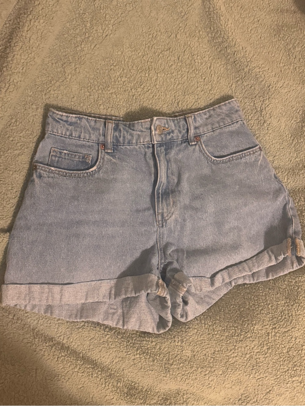 H&M Light Wash Denim Rolled-Hem Shorts
